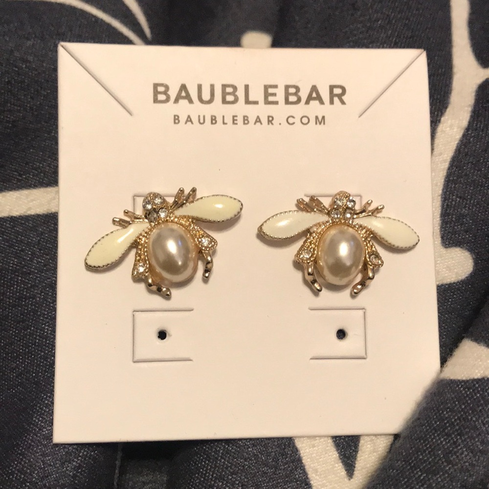 Baublebar Gold & White Bee Earrings